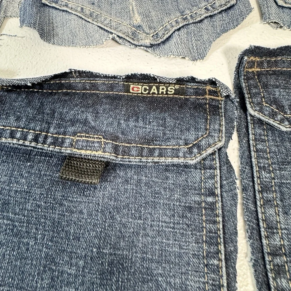 7 Denim Jean Flap Back Pockets Embroidered Quilting Sewing Crafts Upcycle